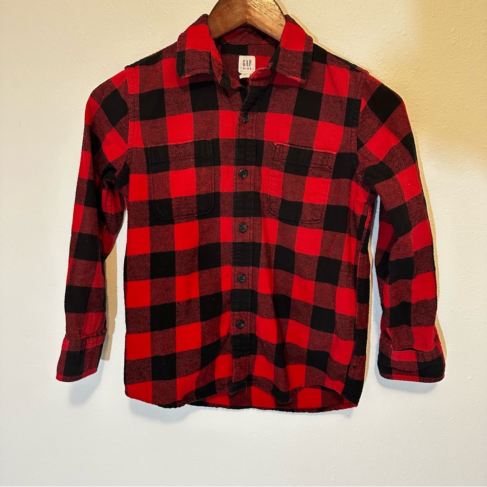 GAP Kids Red and Black Checkered Flannel Shirt